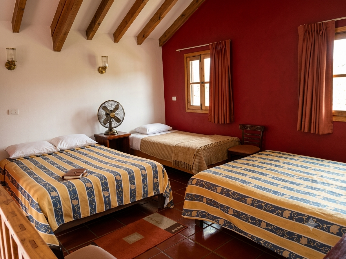 Shared cabin room with three beds